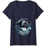 Mujer Orca ballena, orcas saltando, peces, Camiseta Cuello V