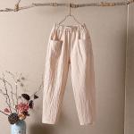 Pantalones blancos de algodón de cintura alta tallas grandes talla 3XL para mujer 