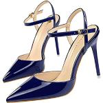 Zapatos azules de charol de tacón con tacón de aguja con tacón más de 9cm informales talla 38 para mujer 