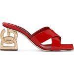 Mules rojos de cuero con tacón de 7 a 9cm con logo Dolce & Gabbana talla 39 para mujer 