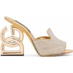 Mules dorados de poliester con tacón más de 9cm con logo Dolce & Gabbana talla 37 para mujer 