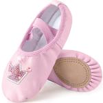 Zapatillas antideslizantes rosas de cuero con lentejuelas talla 27 infantiles 