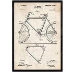 Nacnic Poster con patente de Marco de bicicleta. Lámina con diseño de patente antigua en tamaño A3 y con fondo vintage