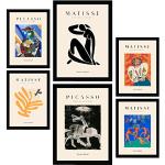 Nacnic Set de 6 Posters de Picasso y Matisse. Pinturas abstractas. Láminas de Fauvismo y Surrealismo para el Diseño y Decoración de Interiores. Tamaños A3 & A4, sin Marcos.