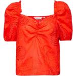 Blusas estampadas rojas rebajadas con escote V floreadas Naf Naf con motivo de flores talla L para mujer 