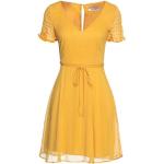 Vestidos amarillos de poliester de manga corta manga corta con escote V Naf Naf fruncido talla XL para mujer 