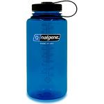 Nalgene Sustain Tritan Botella de agua sin BPA hecha con material derivado del 50% de residuos plásticos, 32 onzas, boca ancha, azul pizarra
