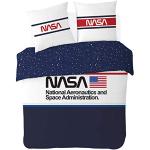 NASA - Juego de Cama, de 200 x 200 cm, 100% algodón, Azul y Blanco