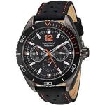 Relojes negros de cuero de pulsera Orange Is the New Black impermeables Cuarzo analógicos con correa de piel Nautica para hombre 