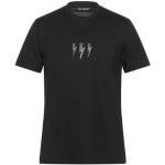 Camisetas negras de algodón de manga corta manga corta con cuello redondo con logo Neil Barrett talla S para hombre 
