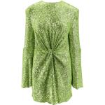 Vestidos verdes de poliester con aberturas rebajados mini con cuello redondo con lentejuelas talla M para mujer 