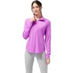 Camisetas lila de poliester de fitness rebajadas manga larga New Balance talla XS de materiales sostenibles para mujer 