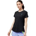 Camisetas negras de poliester de running rebajadas manga corta con cuello redondo transpirables de punto New Balance Q Speed talla S de materiales sostenibles para mujer 