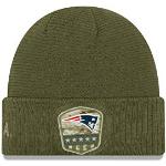 New Era England Patriots Beanie On Field 2019 Salute To Service Knit Olive - One-Size