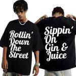 new Rapper Snoop Dogg T Shirt Gin and Juice G Funk print Oversized T-shirt Unisex Hip Hop rap clothes T-shirts male Cotton tops
