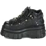 Zapatillas negras de cuero con cordones con cordones informales New Rock talla 39 para mujer 