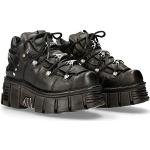 New Rock Zapatos de Plataforma con Cordones Hombre Negro Tower Iconic Black Men M.106-C66