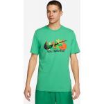 Camisetas deportivas verdes de verano floreadas Nike Dri-Fit con motivo de flores 