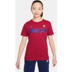 Camisetas rojas de algodón de algodón infantiles Barcelona FC Nike para niño 