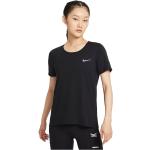 Camisetas fruncidas negras de poliester rebajadas con rayas Nike Dri-Fit talla XS para mujer 