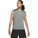 Camisetas deportivas grises de poliester rebajadas sin mangas transpirables de punto Nike Rise 365 talla L para hombre 