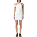 Vestidos asimétricos blancos de poliester mini con escote asimétrico de punto Nike talla M para mujer 
