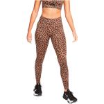 Leggings deportivos marrones de poliester rebajados leopardo Nike Dri-Fit talla XS para mujer 