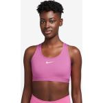 Sujetadores deportivos rosas con sujeción media transpirables acolchados Nike Swoosh para mujer 
