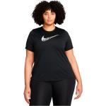 Camisetas negras de poliester rebajadas Nike Swoosh para mujer 