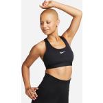 Sujetadores deportivos negros de piel con sujeción media transpirables acolchados Nike Dri-Fit para mujer 