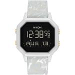 Relojes blancos de acero inoxidable de pulsera con fecha digital Nixon 10 Bar para mujer 