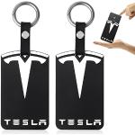 Nizirioo Llavero silicona para llaves, 2 unidades, soporte tarjetas, funda llaves con cintura, funda para tarjetas llaves, funda para tarjetas identificación para Tesla Model 3 accesorios, Negro