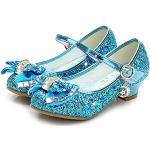 Zapatos azules de goma de piel para fiesta formales con lentejuelas talla 27 infantiles 