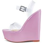 Zapatos destalonados rosas de microfibra de verano con tacón más de 9cm talla 37 para mujer 