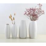 Jarrones blancos de cerámica de 18 cm floreados con acabado pulido 