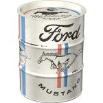 Nostalgic-Art Hucha Retro de 600 ml, Ford Mustang – Horse & Stripes Logo – Idea de Regalo para los Fans de los Accesorios de Ford, Hucha de Metal, Hucha Vintage de Metal