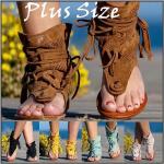 Sandalias marrones de cuero con plataforma informales con borlas talla 35 para mujer 