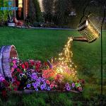 Nuevo estilo Luz de cadena LED solar Luz de regadera encantada Decoración de jardín impermeable Lámpara retro de metal Mesa al aire libre Patio Césped Patio Lámpara de arte