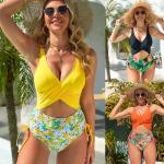 Bikinis brasileños amarillos de spandex de primavera talla XXL para mujer 