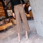 Pantalones beige de sintético de cintura alta de otoño informales con cinturón talla XL para mujer 