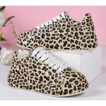 Botas blancas de caucho de leopardo  con cordones informales leopardo para mujer 