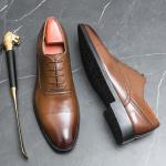 Zapatos derby marrones de algodón Novio de punta puntiaguda formales talla 38 para hombre 