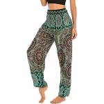 Pantalones verdes de cintura alta de verano lavable a mano hippie Talla Única para mujer 