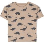 Camisetas marrones de algodón de algodón infantiles con motivo de dinosaurios 3 años de materiales sostenibles 