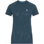 Camisetas deportivas azules de poliamida rebajadas Odlo para mujer 