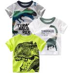 Camisetas grises de algodón de manga corta infantiles con motivo de dinosaurios 7 años 