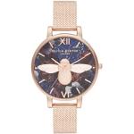 Relojes de acero inoxidable de pulsera Cuarzo malla analógicos floreados Olivia Burton para mujer 