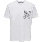 Camisetas estampada orgánicas blancas de algodón con cuello redondo Only & Sons talla M de materiales sostenibles para hombre 