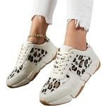 Zapatillas estampadas blancas con cordones informales leopardo talla 38 para mujer 