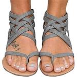 Sandalias grises de goma de tiras de punta abierta informales talla 38 para mujer 